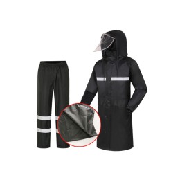 SKRT004 製造黑色反光帶雨衣 大帽簷套裝 網上下單雨褸 過膝加長款 雨衣製造商  工程雨衣 SKRT004 製造黑色反光帶雨衣 大帽簷套裝 網上下單雨褸 過膝加長款 雨衣製造商  工程雨衣